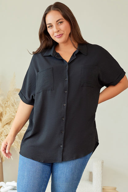 Crinkle Textured Short Sleeve Shirt