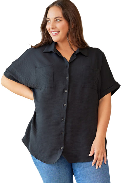 Crinkle Textured Short Sleeve Shirt