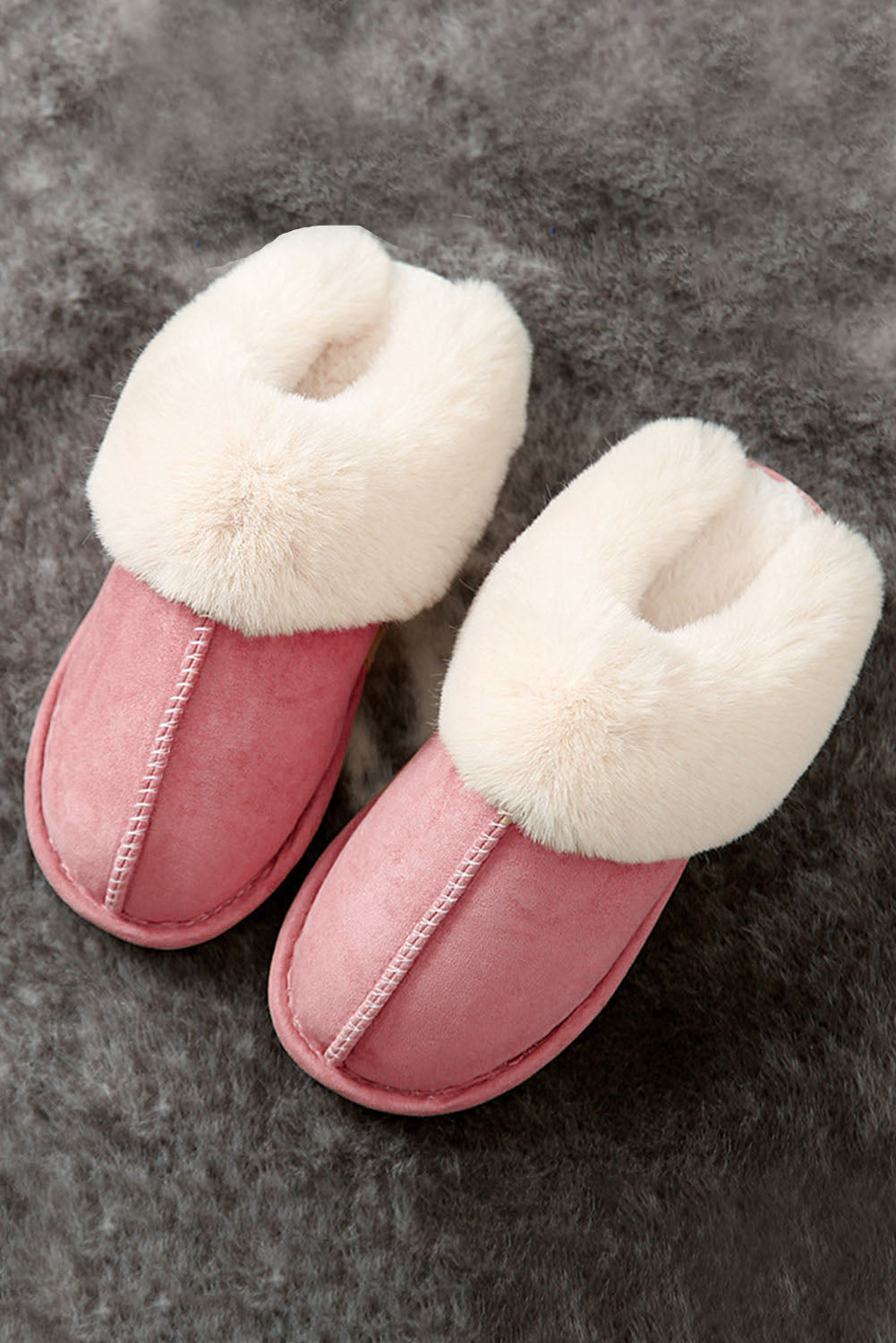 Khaki Cut and Sew Faux Suede Plush Lined Slippers