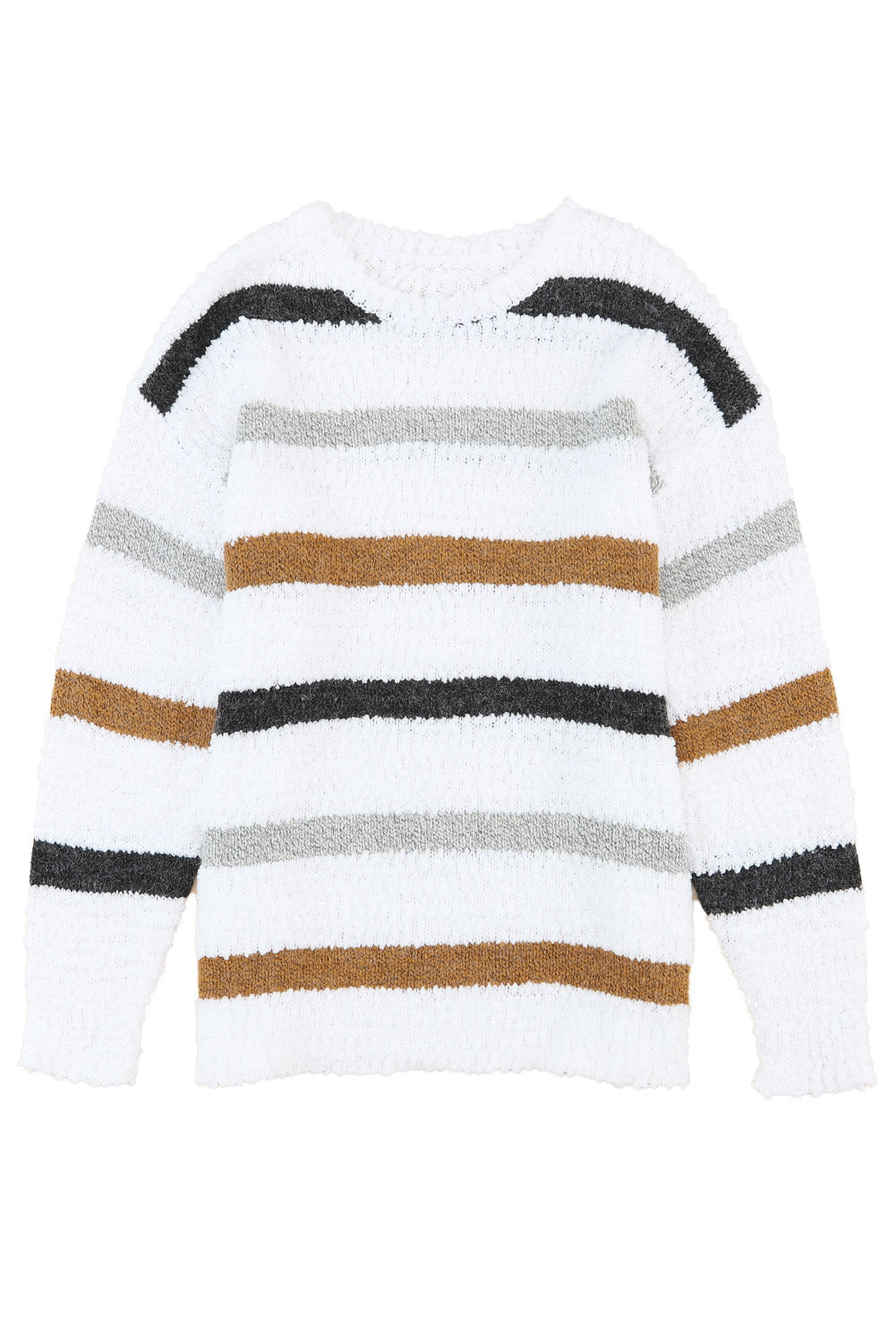 Light Pink Striped Popcorn Knit Sweater