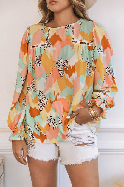 Abstract Printed Long Sleeve Blouse