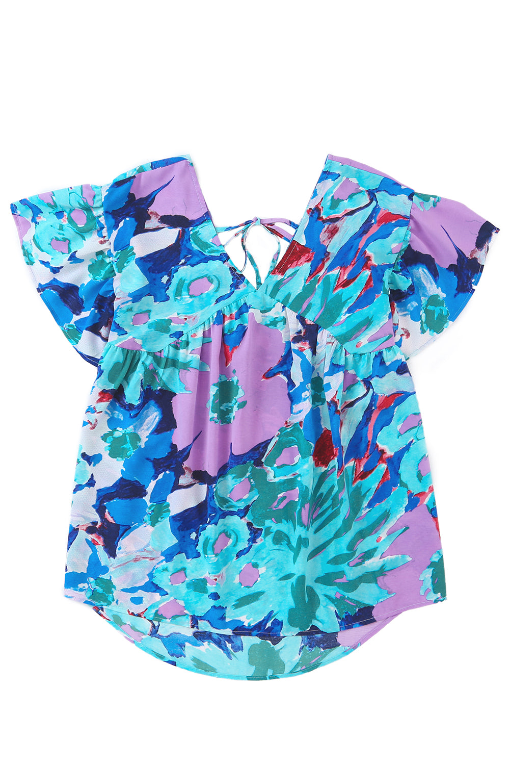 Blusa con escote en V y estampado floral abstracto en rojo 