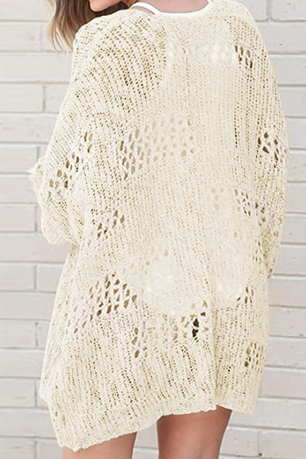 Hollowed Knit Dolman Sleeve Cardigan