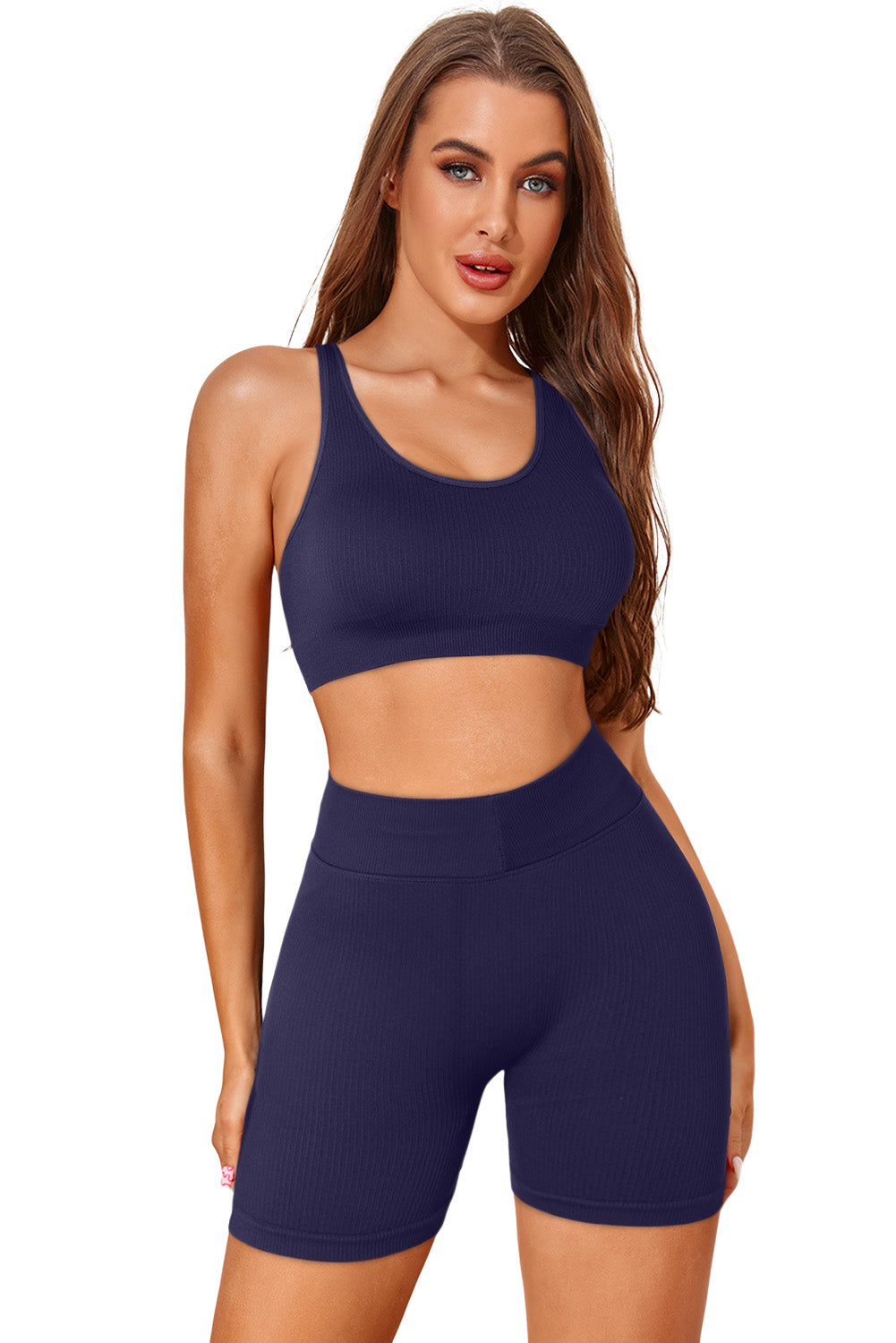 This ribbed knitted Sports bra is the perfect addition to your workout wardrobe. The stretchy fabric and lace-up back make for a stylish and sizzling look, and the sleeveless, U-neck design gives you freedom to move. Plus, the high elasticity, heat resistance, anti-dust, and durability make this brown or blue bra a win-win. Work it!