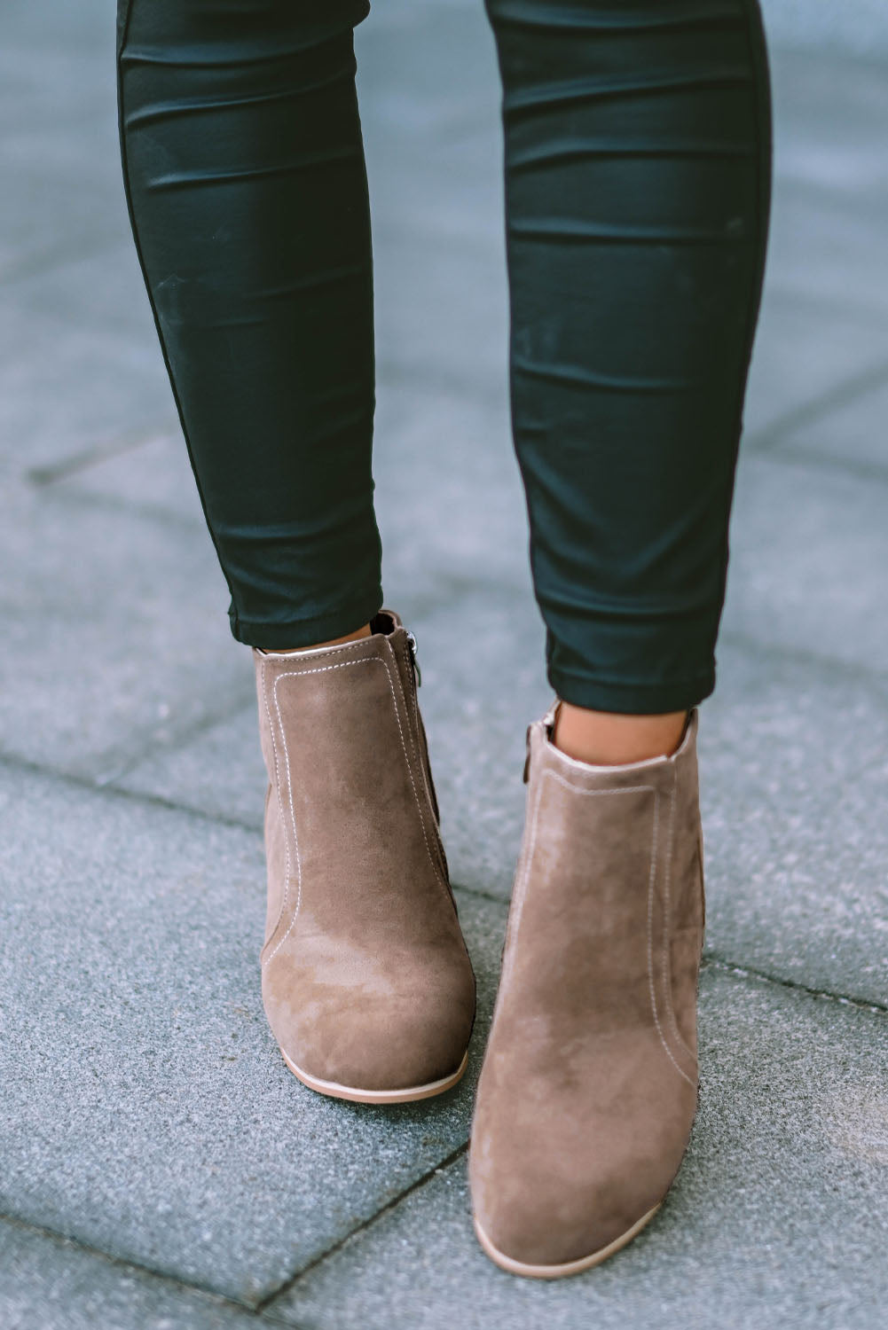 Faux Suede Size Zip Heeled Booties