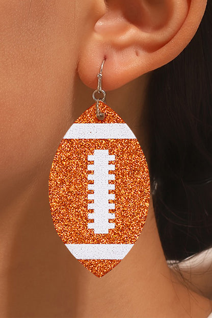 Enliven your style with the sparkling sequin design of these unique football-patterned drop earrings. For a trendy, sporty, and elegant look, these are perfect for adding a touch of sparkle to any outfit. Their Grapefruit Orange hue and 95% PU and 5% Alloy composition will bring a sparkle to your wardrobe!