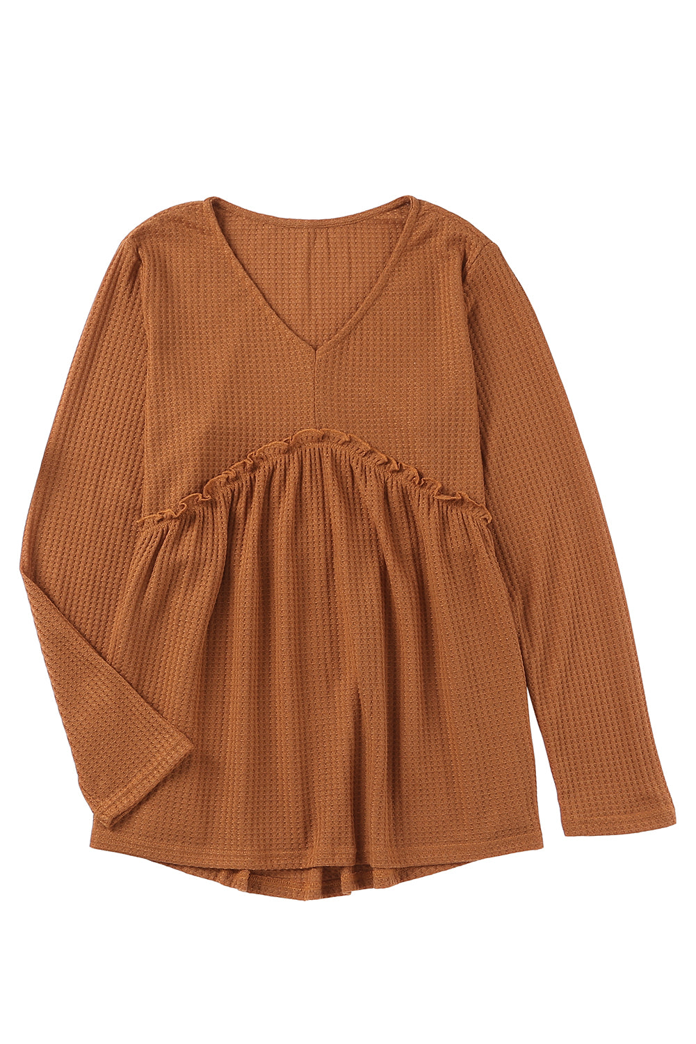 Waffle Knit Ruffled Top