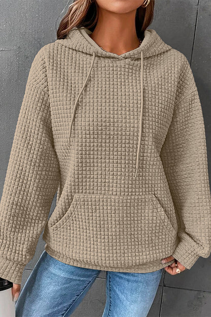 Sudadera con capucha acolchada de talla grande con bolsillos estilo canguro en color gris