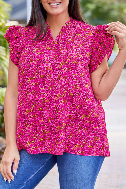 Blusa floral con mangas con volantes