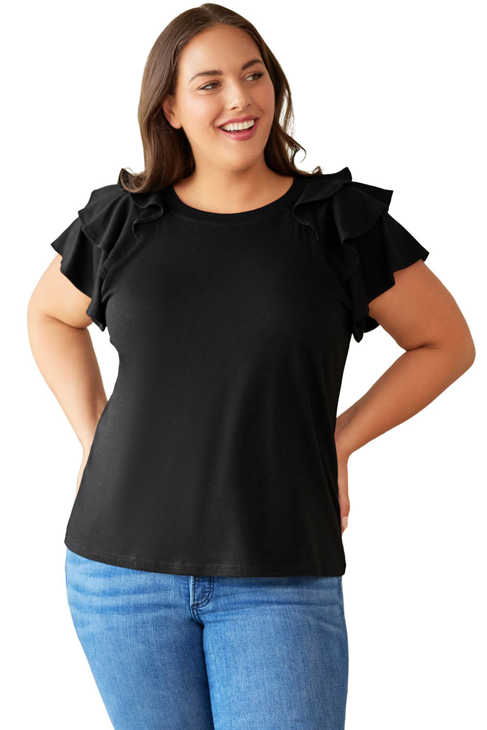 Blusa con mangas escalonadas