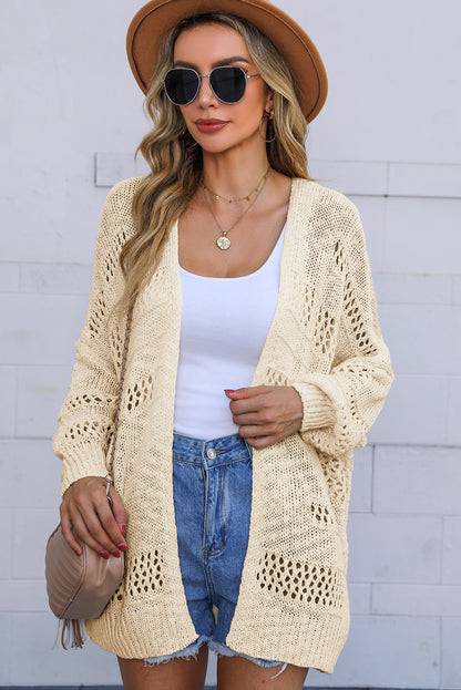 Hollowed Knit Dolman Sleeve Cardigan