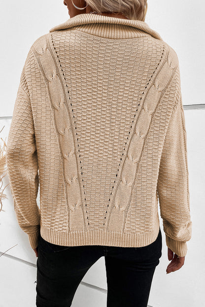 Zipped Cable Knit Sweater