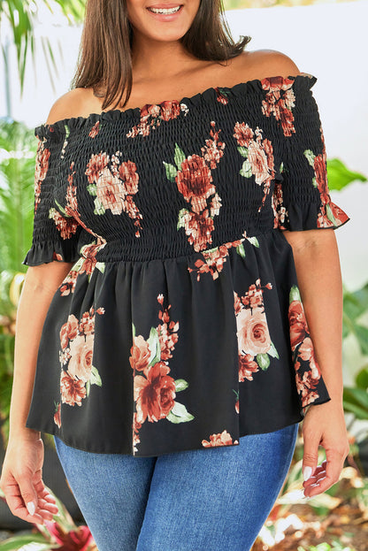 Blusa floral con hombros descubiertos