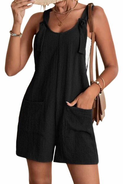 Multicolor Rose Adjustable Straps Pocketed Textured Romper