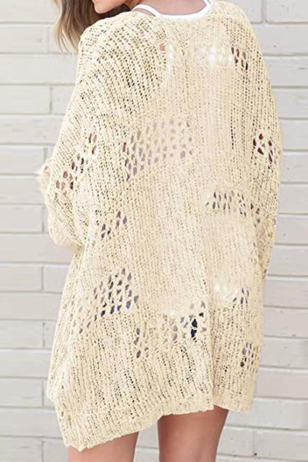 Hollowed Knit Dolman Sleeve Cardigan