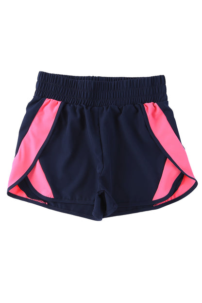 Pantalones cortos deportivos con cintura elástica fruncida en color rosa