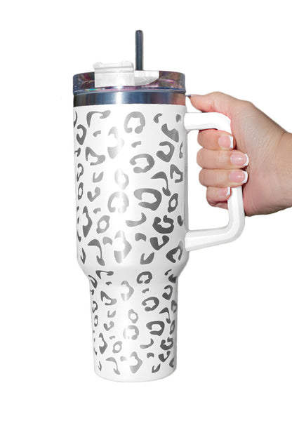 Taza de acero inoxidable 304 con doble aislamiento y manchas de leopardo rosa de 40 oz