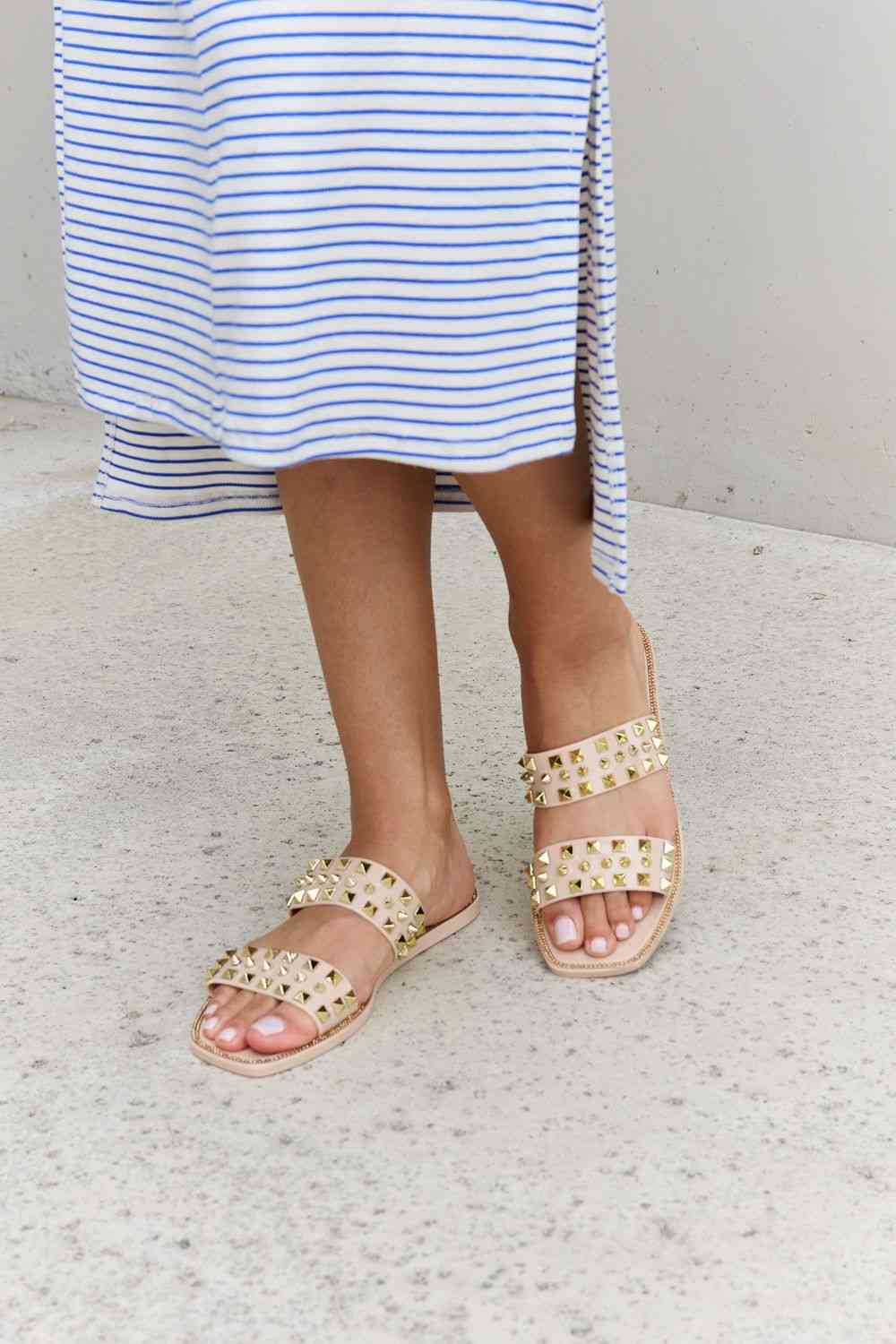 Forever Link Studded Double Strap Slide Jelly Sandal