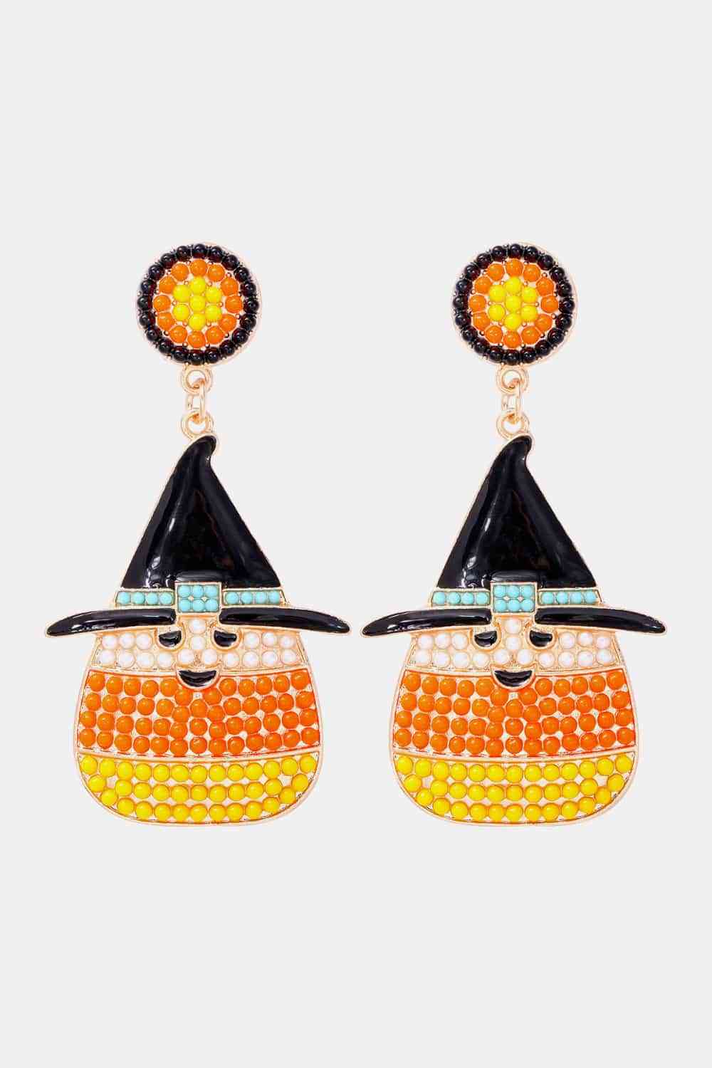 Pendientes colgantes de perlas con forma de sombrero de bruja