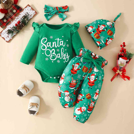 Conjunto de body y pantalón con estampado de SANTA BABY