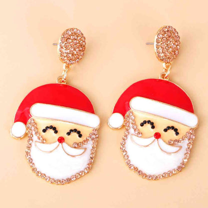 Pendientes de Papá Noel con aleación de diamantes de imitación