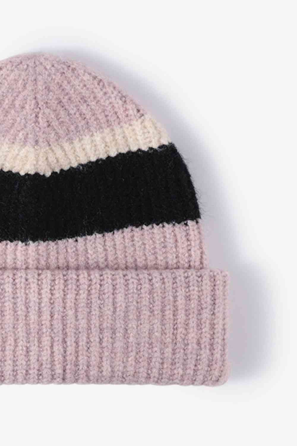 Gorro de punto con puños tricolor