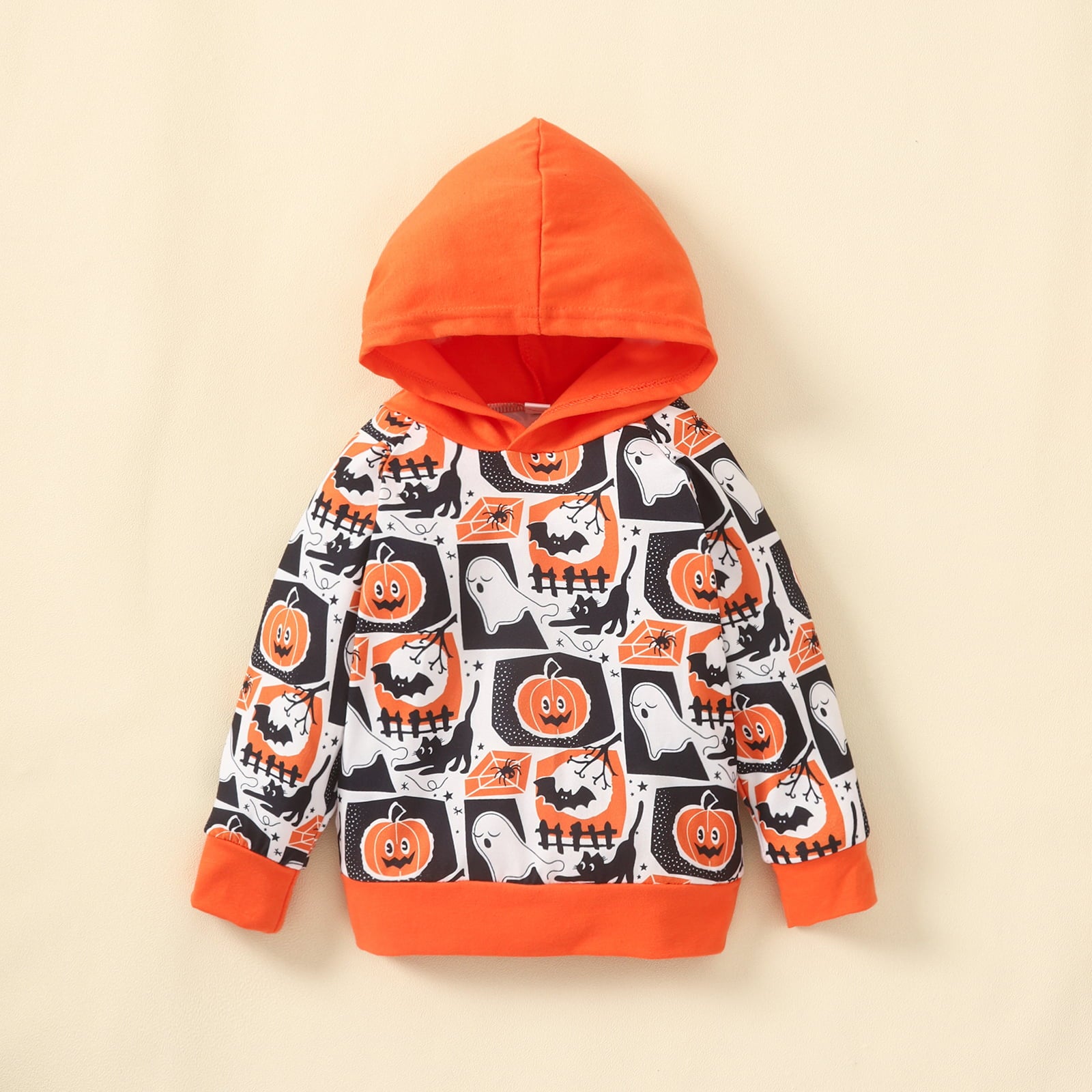 Dress your little one in ultimate spooky style with this Long Sleeve Baby & Toddler Graphic Hoodie & Pants Set! The hooded neckline, long sleeves, and comfy cotton-blend material will make sure they stay cozy and Halloween-ready!