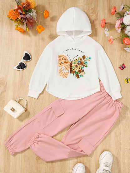 Conjunto de sudadera y jogger con gráfico I WILL FLY AWAY