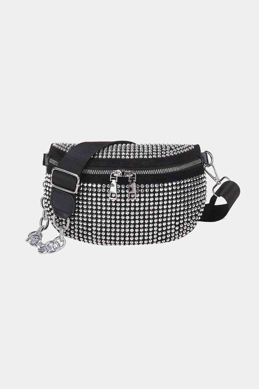 Bolso bandolera de piel sintética con diamantes de imitación