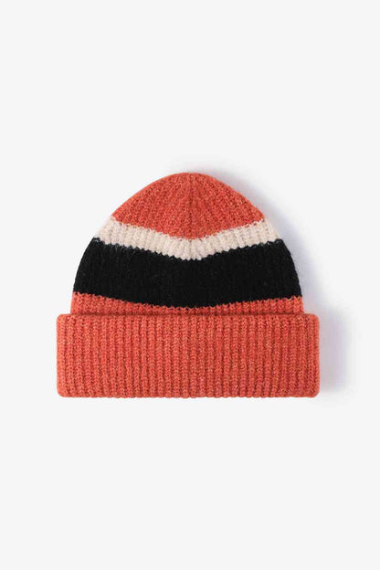 Gorro de punto con puños tricolor