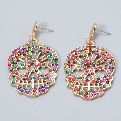 Pendientes de calavera con diamantes de imitación