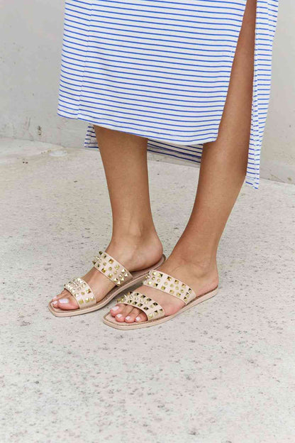 Forever Link Studded Double Strap Slide Jelly Sandal