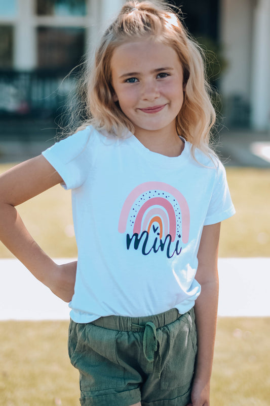 Camiseta de cuello redondo con estampado gráfico para niñas