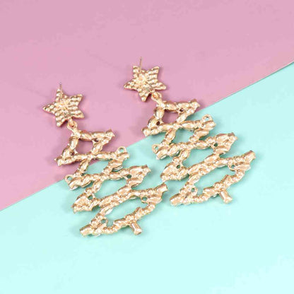 Pendientes de aleación con diamantes de imitación y forma de árbol de Navidad