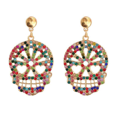 Pendientes de calavera con diamantes de imitación