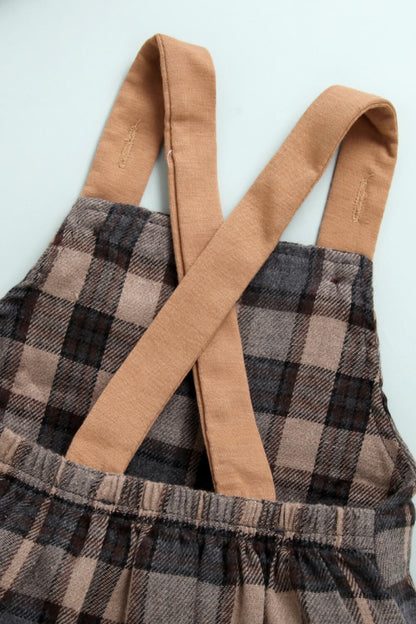 Plaid Overalls Set