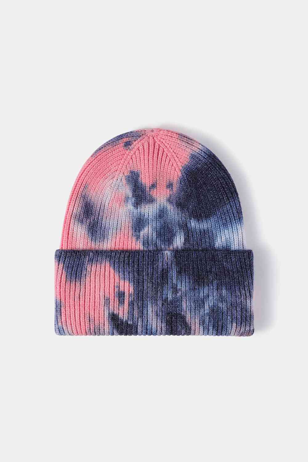 Gorro de punto acanalado con puños y efecto teñido anudado