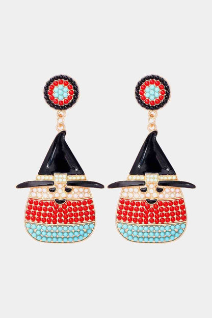 Pendientes colgantes de perlas con forma de sombrero de bruja