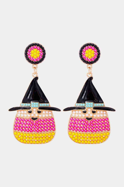 Pendientes colgantes de perlas con forma de sombrero de bruja