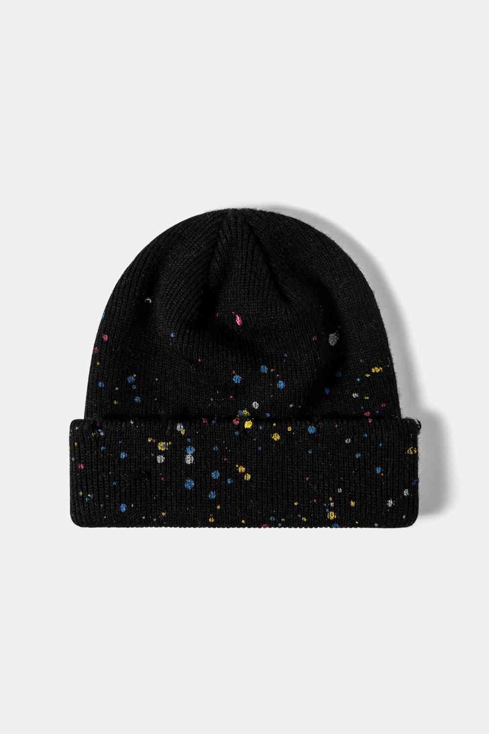 Gorro de punto acanalado con puños de confeti