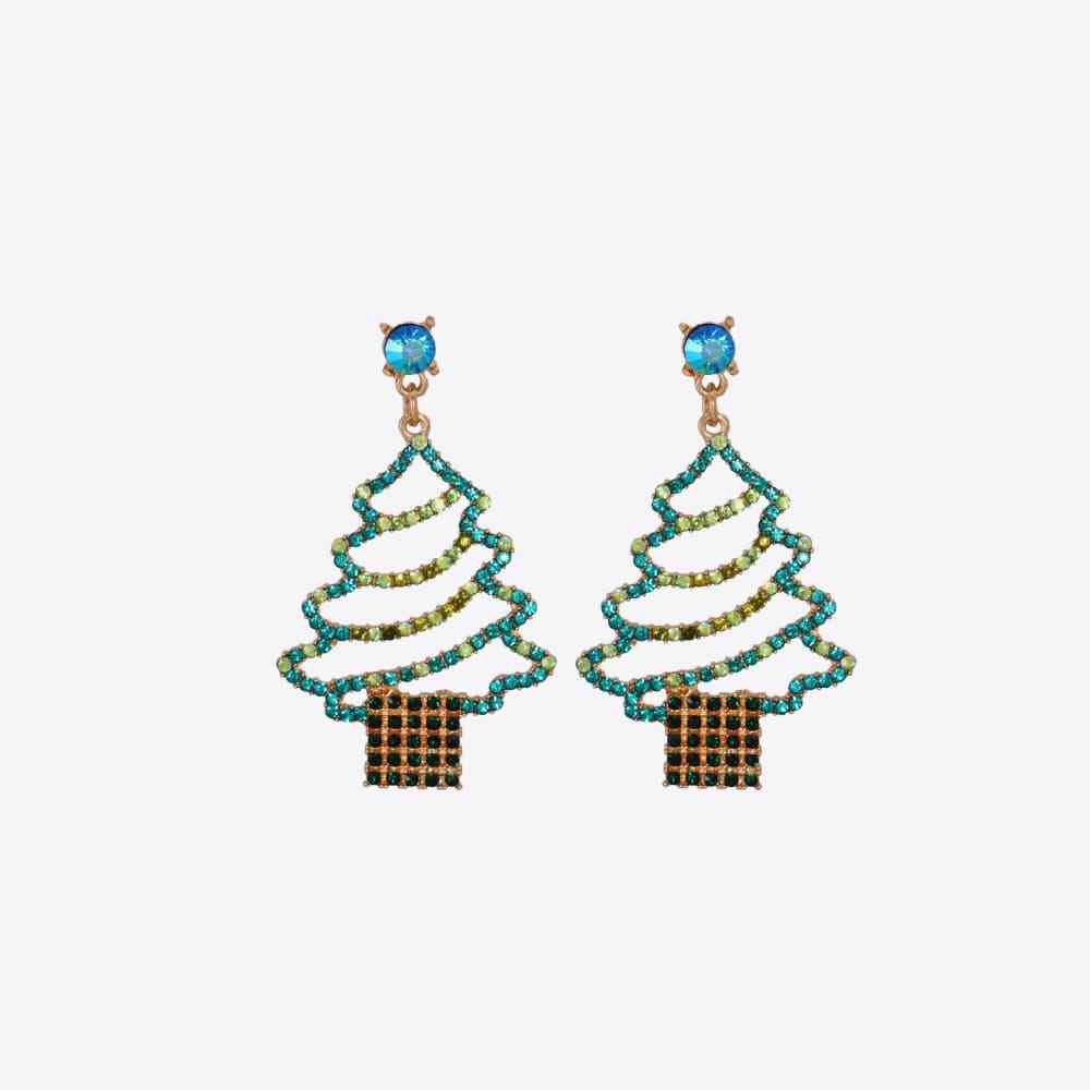 Pendientes de árbol de Navidad de aleación con diamantes de imitación