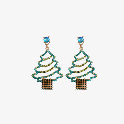 Pendientes de árbol de Navidad de aleación con diamantes de imitación