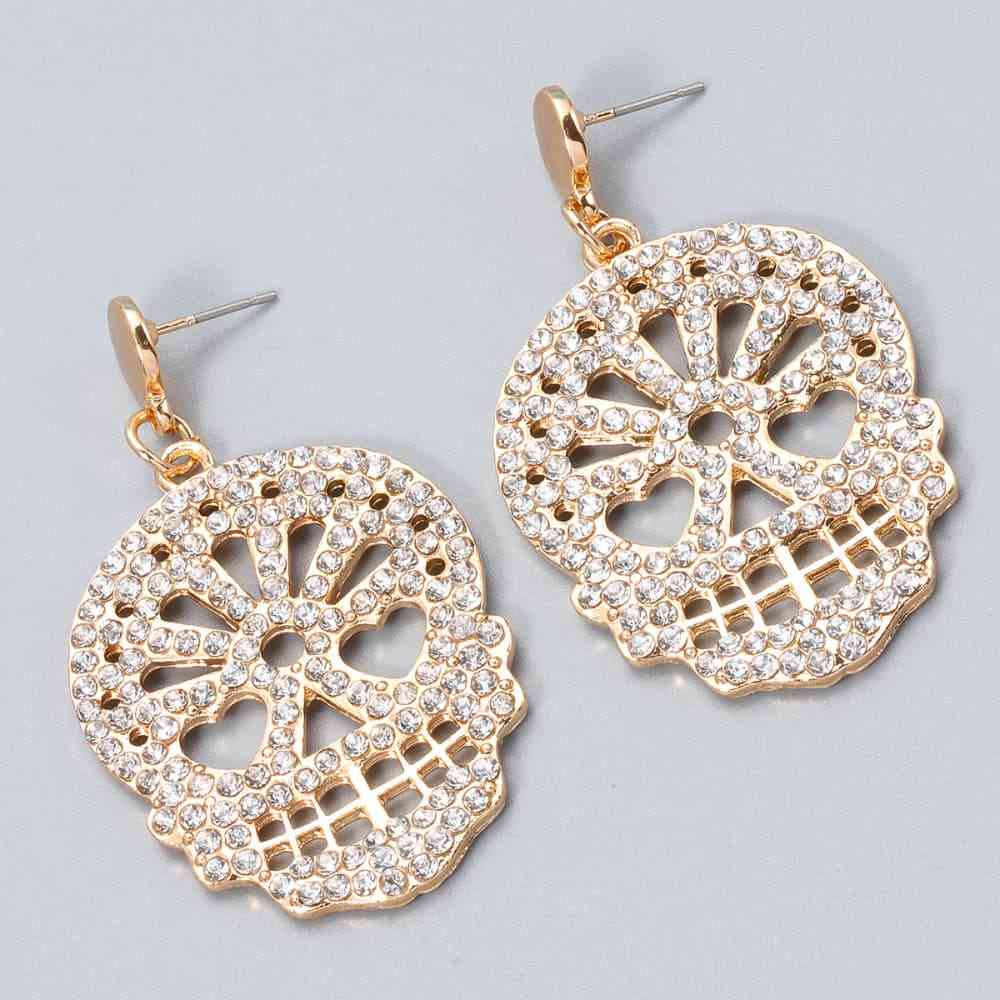 Pendientes de calavera con diamantes de imitación