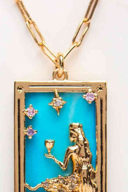 Collar de acero inoxidable con colgante de carta del tarot