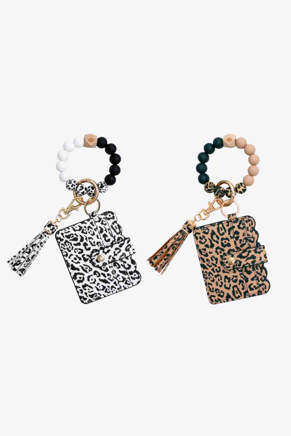 Minibolso de mano con borlas y llavero de leopardo, paquete aleatorio de 2 unidades