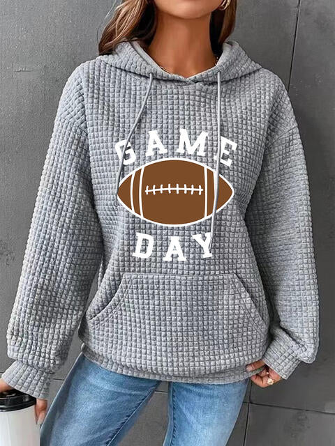 Full Size GAME DAY Graphic Drawstring Hoodie