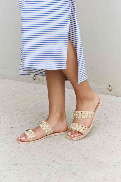 Forever Link Studded Double Strap Slide Jelly Sandal