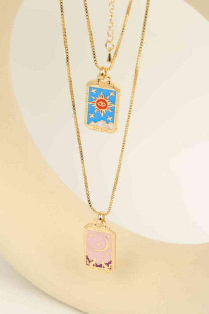 Collar de cobre con colgante de carta del tarot