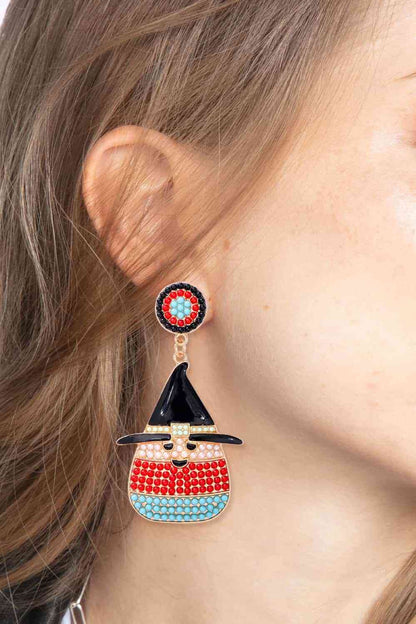 Pendientes colgantes de perlas con forma de sombrero de bruja